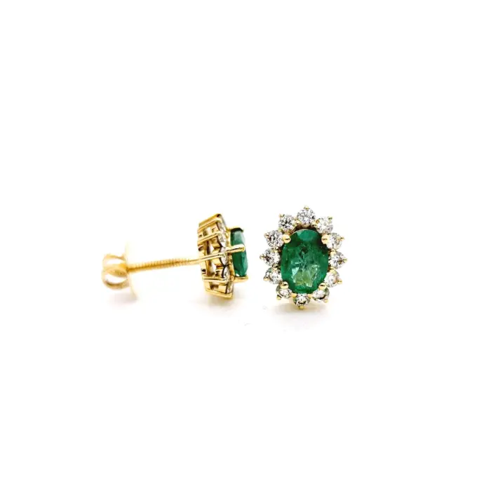 Diamond And Emerald Earring Studs - Image 3