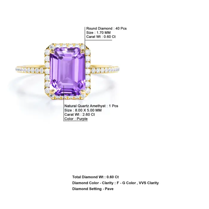 Amethyst With Diamond Ring - Image 2