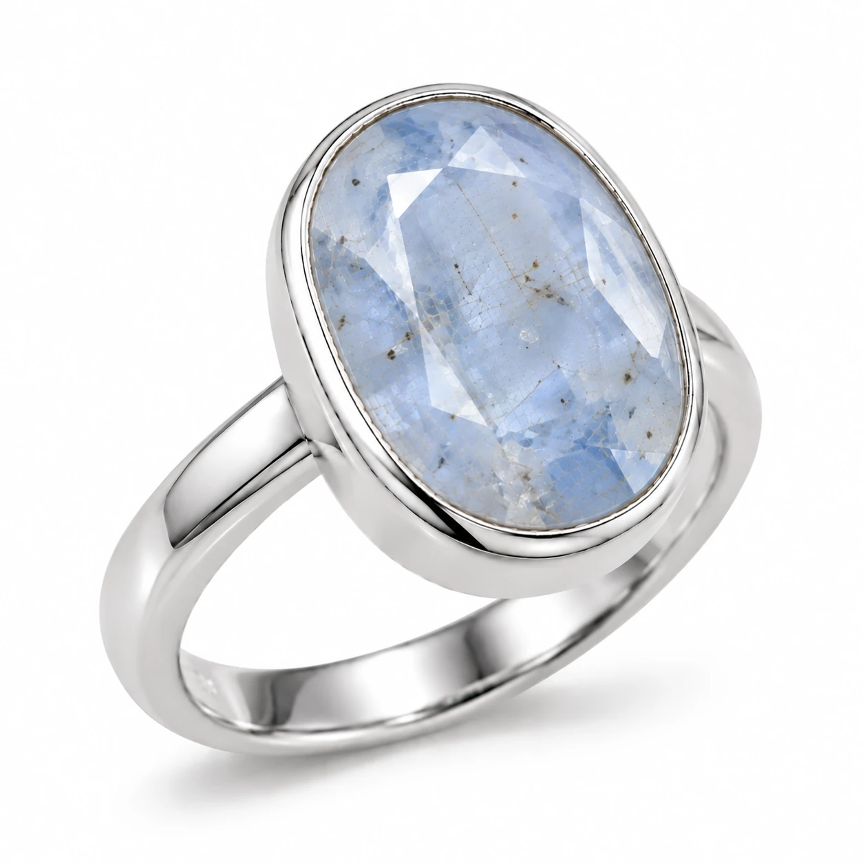 Blue Sapphire Low Transparency Sterling Silver Ring Natural Sri Lankan Blue Sapphire (Neelam) Ring in 925 Sterling Silver - Image 1